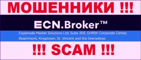 Противоправно действующая компания ECNBroker пустила корни в оффшоре по адресу: Suite 305, Griffith Corporate Center, Beachmont, Kingstown, St. Vincent and the Grenadine, будьте крайне осторожны