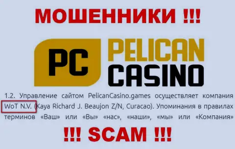 Юридическое лицо организации PelicanCasino Games - это ВоТ Н.В.