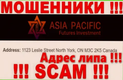 Осторожно !!! Asia Pacific Futures Investment - это явно internet жулики !!! Не желают предоставлять реальный официальный адрес компании