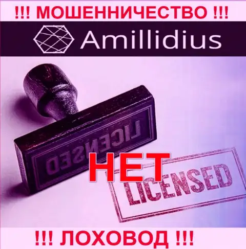 Лицензию Амиллидиус не имеет, так как аферистам она не нужна, БУДЬТЕ КРАЙНЕ БДИТЕЛЬНЫ !!!