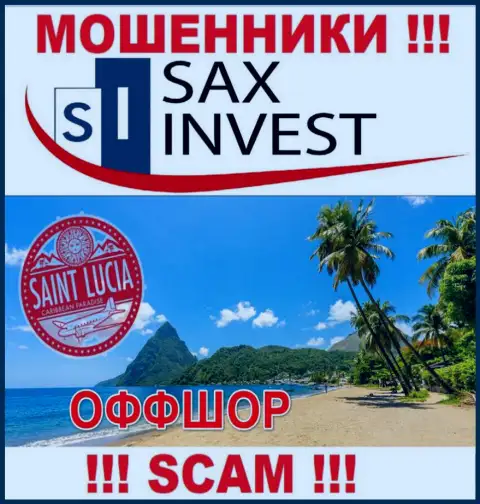 Поскольку SaxInvest находятся на территории Saint Lucia, слитые вклады от них не забрать