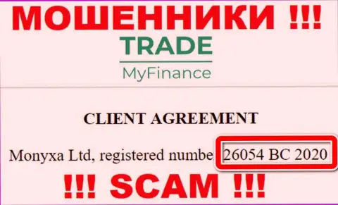 Номер регистрации internet лохотронщиков TradeMyFinance Com (26054 BC 2020) не доказывает их добросовестность