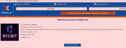Информационный материал об онлайн обменнике BTCBit Net на web-сервисе хрейтес ру