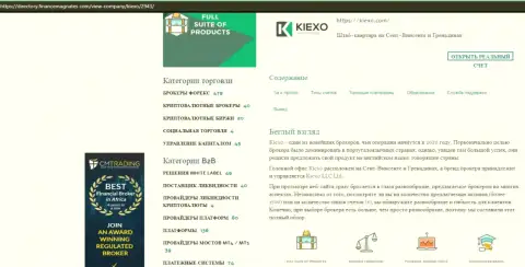 Материал об торговых условиях ФОРЕКС компании Kiexo Com, опубликованный на веб-ресурсе Directory FinanceMagnates Com